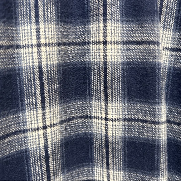 OMO Norma Kamali ~Blue Plaid Cotton Flannel Vintage 80s Belted Shirtdress size 8 - Picture 6 of 16